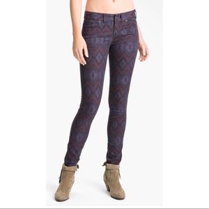 Free people purple skinny ikat Aztec skinny jeans